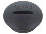 Stopper; PG13,5; IP56; polyamide; black; Thread: PG; 6mm; -25÷60°C BM GROUP