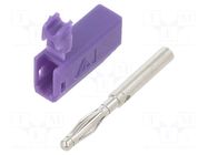 Connector: 2mm banana; plug; 10A; 30VAC; 60VDC; violet; soldered STÄUBLI