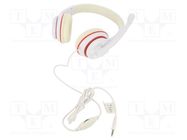 Headphones with microphone; white,red; Jack 3,5mm; headphones GEMBIRD