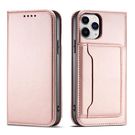 Magnet Card Case for iPhone 12 Pro Pouch Card Wallet Card Stand Pink, Hurtel