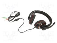 Headphones with microphone; black; Jack 3,5mm x2; 1.8m; 32Ω 