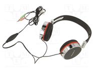 Headphones with microphone; black,red,silver; Jack 3,5mm x2 GEMBIRD