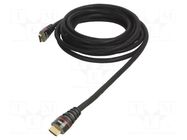 Cable; HDMI plug,both sides; PVC; textile; 5m; black; HDMI 1.4 VCOM