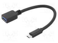 Cable; USB 3.0; USB A socket,USB C plug; nickel plated; 0.2m VCOM