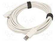 Cable; USB 3.2; USB A plug,USB C angled plug; 5m; white; Core: Cu VCOM