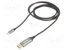 Adapter; USB 3.1; DisplayPort plug,USB C plug; gold-plated; 1.8m VCOM