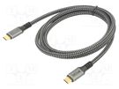 Cable; Thunderbolt 3,USB 4.0; USB C plug,both sides; 1.2m; PVC VCOM