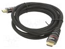 Cable; HDMI 1.4; HDMI plug,both sides; PVC; textile; 1.8m; black VCOM
