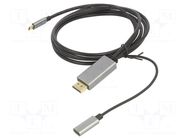 Adapter; USB 3.0,USB 3.1; gold-plated; 1.8m; black; 4K,UHD 2160p VCOM