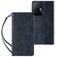 Magnet Strap Case Case for Xiaomi Redmi Note 11 Pouch Wallet + Mini Lanyard Pendant Blue, Hurtel