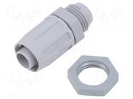Straight terminal connector; Thread: metric,outside; IP54; grey HELLERMANNTYTON