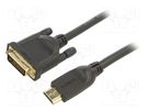 Cable; DVI-D (24+1) plug,HDMI plug; PVC; 1.8m; black; Core: Cu VCOM