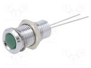 Indicator: LED; superflat; green; 2.2VDC; Ø8mm; IP40; 2pin; metal CML INNOVATIVE TECHNOLOGIES