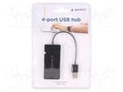 Hub USB; USB A socket x4,USB A plug; USB 2.0; black; 0.15m GEMBIRD