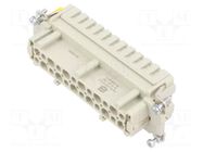 Connector: HDC; contact insert; female; 16A; 500V; Han® ES; PIN: 24 HARTING