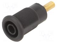 Connector: 4mm banana; socket; 32A; black; gold-plated; M4,screw STÄUBLI