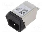 Connector: AC supply; socket; male; Inom: 1A; Ir: 310uA; 250VAC; 1MΩ SCHAFFNER