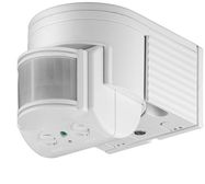 Infrared Motion Detector, white - for surface wall mounting, 180° detection, 12 m range, for outdoor use (IP44), suitable for LEDs