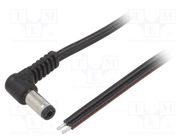 Cable; 2x0.75mm2; wires,DC 5,5/2,1 plug; angled; black; 1.5m WEST POL