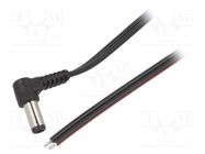 Cable; 2x0.75mm2; wires,DC 5,5/2,5 plug; angled; black; 1.5m WEST POL