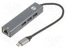 Hub USB; RJ45 socket,USB A socket x3,USB C plug; USB 3.0; 5Gbps VCOM