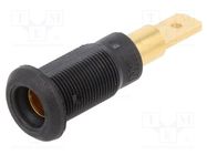 Connector: 4mm banana; socket; 25A; black; gold-plated STÄUBLI