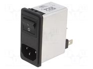 Connector: AC supply; socket; male; Inom: 4A; Ir: 373uA; 250VAC; 1mH SCHAFFNER