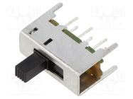 Switch: slide; Pos: 2; DPDT; 0.2A/30VDC; ON-ON; THT; Leads: for PCB E-SWITCH