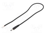 Cable; 1x0.75mm2; wires,DC 4,0/1,7 plug; straight; black; 0.5m WEST POL