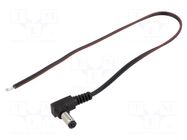 Cable; 2x0.35mm2; wires,DC 5,5/2,1 plug; angled; black; 0.25m BQ CABLE