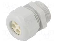 Cable gland; multi-hole; PG21; IP65; polyamide; grey; Holes no: 4 HUMMEL