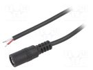 Cable; 2x0.5mm2; wires,DC 5,5/2,1 socket; straight; black; 2m BQ CABLE