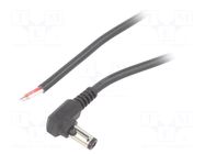 Cable; 2x0.5mm2; wires,DC 5,5/2,5 plug; angled; black; 2m; Core: Cu BQ CABLE