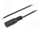 Cable; 2x0.35mm2; wires,DC 5,5/2,1 socket; straight; black; 1.5m BQ CABLE
