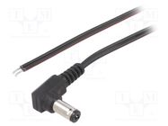 Cable; 2x0.35mm2; wires,DC 5,5/2,1 plug; angled; black; 2m BQ CABLE