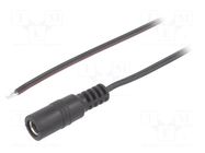 Cable; 2x0.35mm2; wires,DC 5,5/2,5 socket; straight; black; 1.5m BQ CABLE