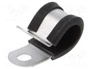Fixing clamp; ØBundle : 11mm; W: 12.7mm; steel; Cover material: PVC HELLERMANNTYTON