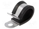 Fixing clamp; ØBundle : 14mm; W: 12.7mm; steel; Cover material: PVC HELLERMANNTYTON