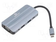Hub USB; USB 3.1; PnP; grey; Number of ports: 8; 5Gbps; 0.12m GEMBIRD
