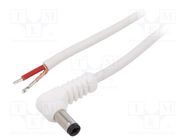 Cable; 1x1mm2; wires,DC 5,5/2,5 plug; angled; white; 1.5m WEST POL