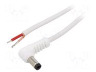 Cable; 1x1mm2; wires,DC 5,5/2,5 plug; angled; white; 1.5m WEST POL