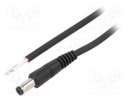 Cable; 1x0.75mm2; wires,DC 5,5/1,7 plug; straight; black; 0.5m WEST POL