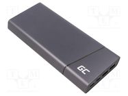 Re-battery: powerbank; 26800mAh; 3A; Colour: black; Sockets: 4 GREEN CELL