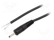 Cable; 1x0.5mm2; wires,DC 2,35/0,7 plug; straight; black; 0.5m WEST POL