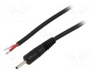 Cable; 1x1mm2; wires,DC 2,35/0,7 plug; straight; black; 0.5m WEST POL