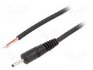 Cable; 1x1mm2; wires,DC 2,35/0,7 plug; straight; black; 1.5m WEST POL