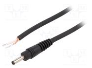 Cable; 1x0.75mm2; wires,DC 3,5/1,3 plug; straight; black; 1.5m WEST POL