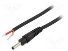 Cable; 1x1mm2; wires,DC 3,5/1,3 plug; straight; black; 0.5m WEST POL