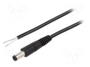 Cable; 1x0.5mm2; wires,DC 5,5/2,5 plug; straight; black; 1.5m WEST POL