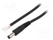 Cable; 1x0.75mm2; wires,DC 5,5/2,5 plug; straight; black; 0.5m WEST POL